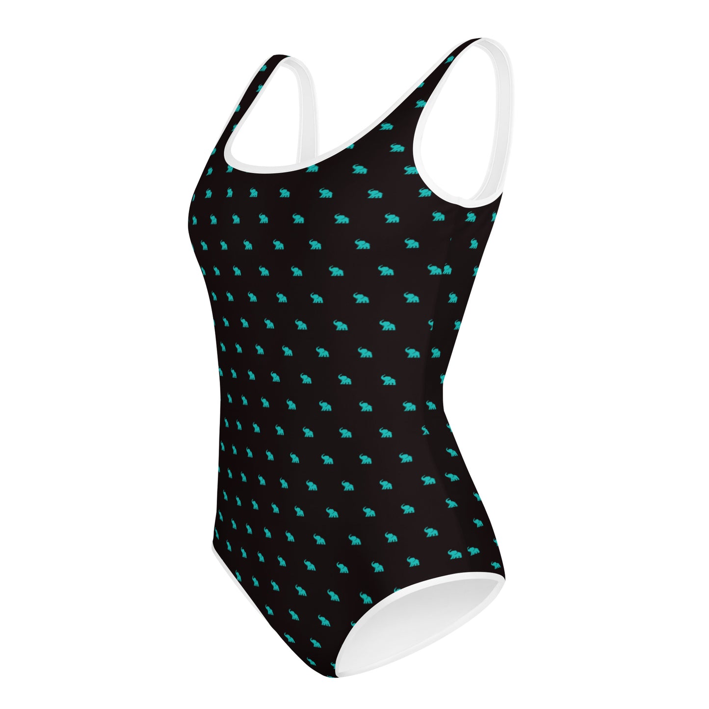 ELEPHVNT ALL OVER PRINT YOUTH BATHING SUIT - TIFFANY MINT / BLVCK