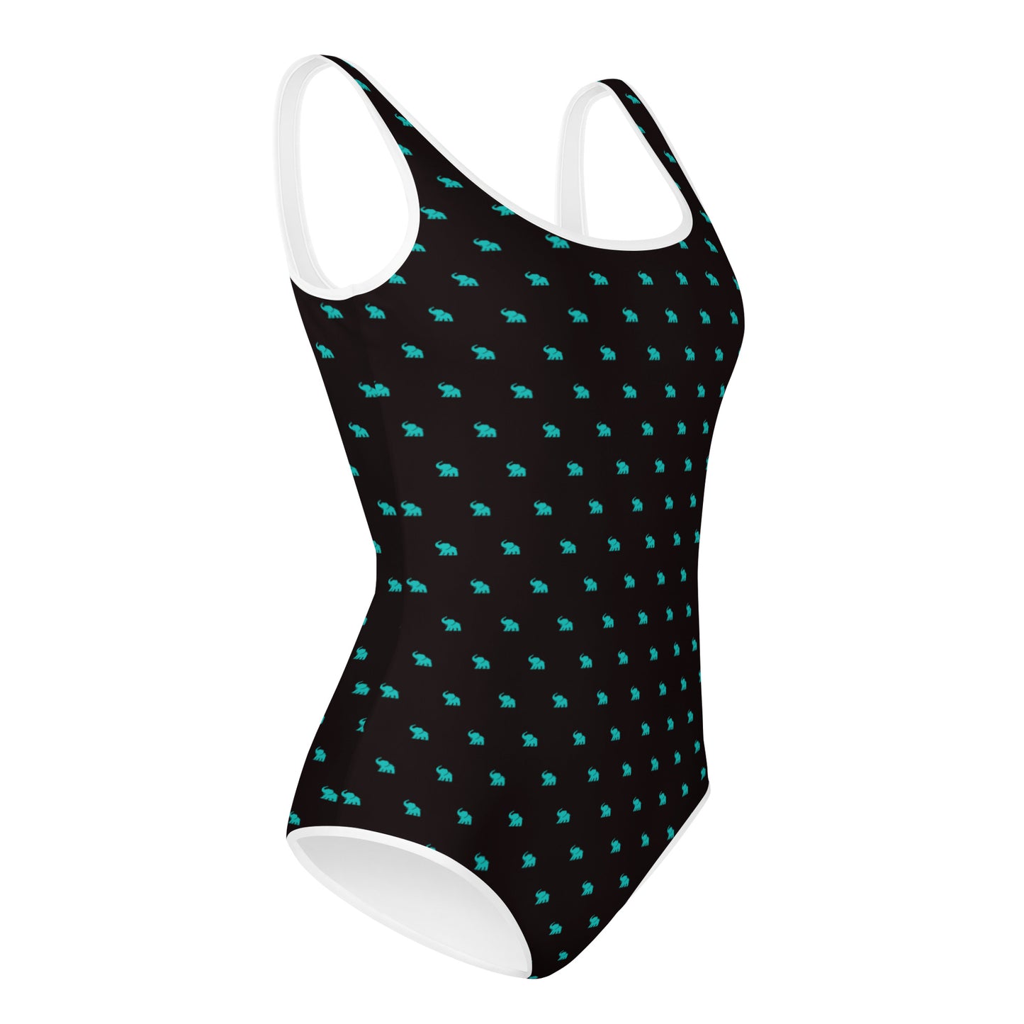 ELEPHVNT ALL OVER PRINT YOUTH BATHING SUIT - TIFFANY MINT / BLVCK