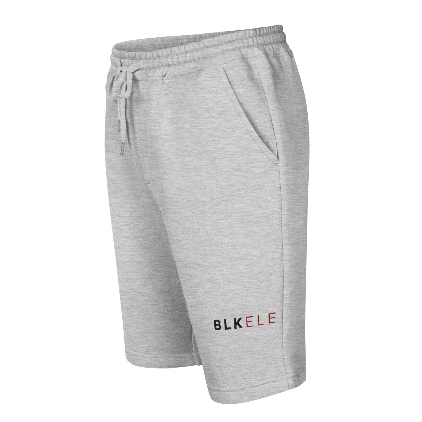 BLK ELE 2 TONE PRINT EMBROIDERED FLEECE SHORT