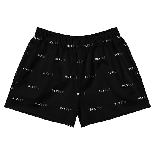 WOMENS BLK ELE PRINT LOGO EVERYTHING SHORTS - BLK & SLVR