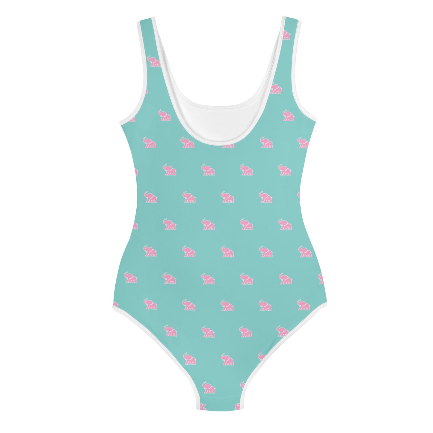 ELEPHVNT ALL OVER PRINT YOUTH BATHING SUIT - TEAL / PINK