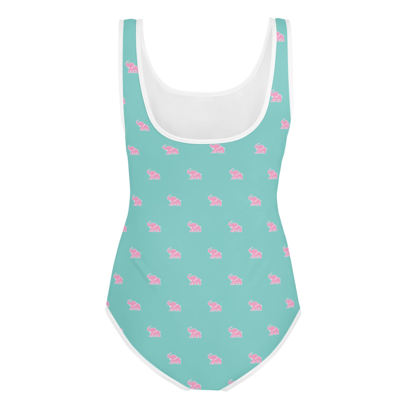 ELEPHVNT ALL OVER PRINT YOUTH BATHING SUIT - TEAL / PINK