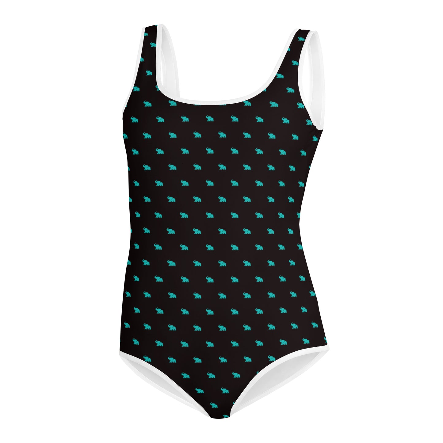 ELEPHVNT ALL OVER PRINT YOUTH BATHING SUIT - TIFFANY MINT / BLVCK