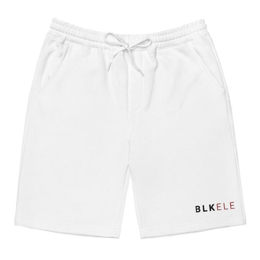 BLK ELE 2 TONE PRINT EMBROIDERED FLEECE SHORT